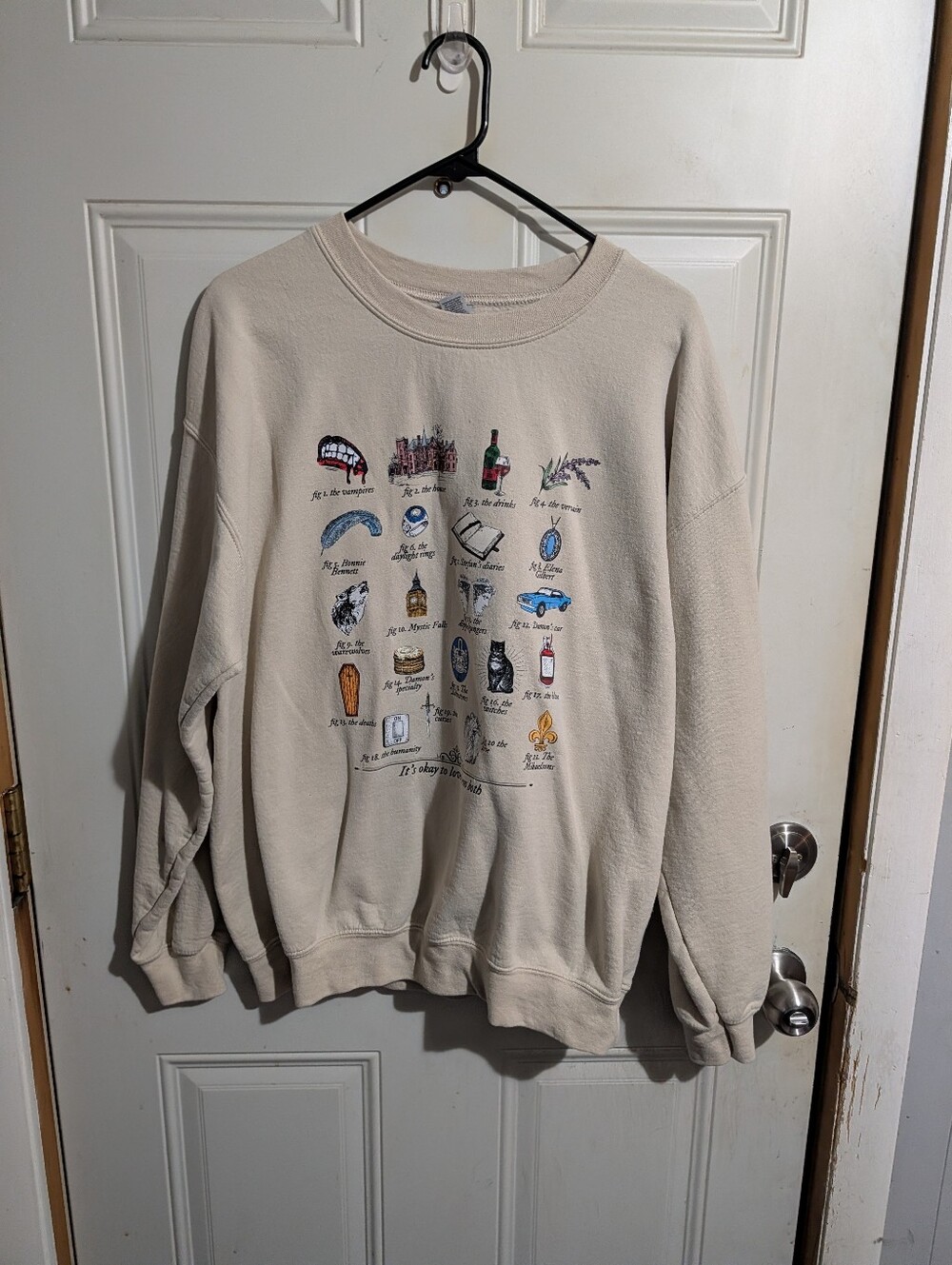 Womens Cream Graphic Sweatshirt - Vampire Diaries
